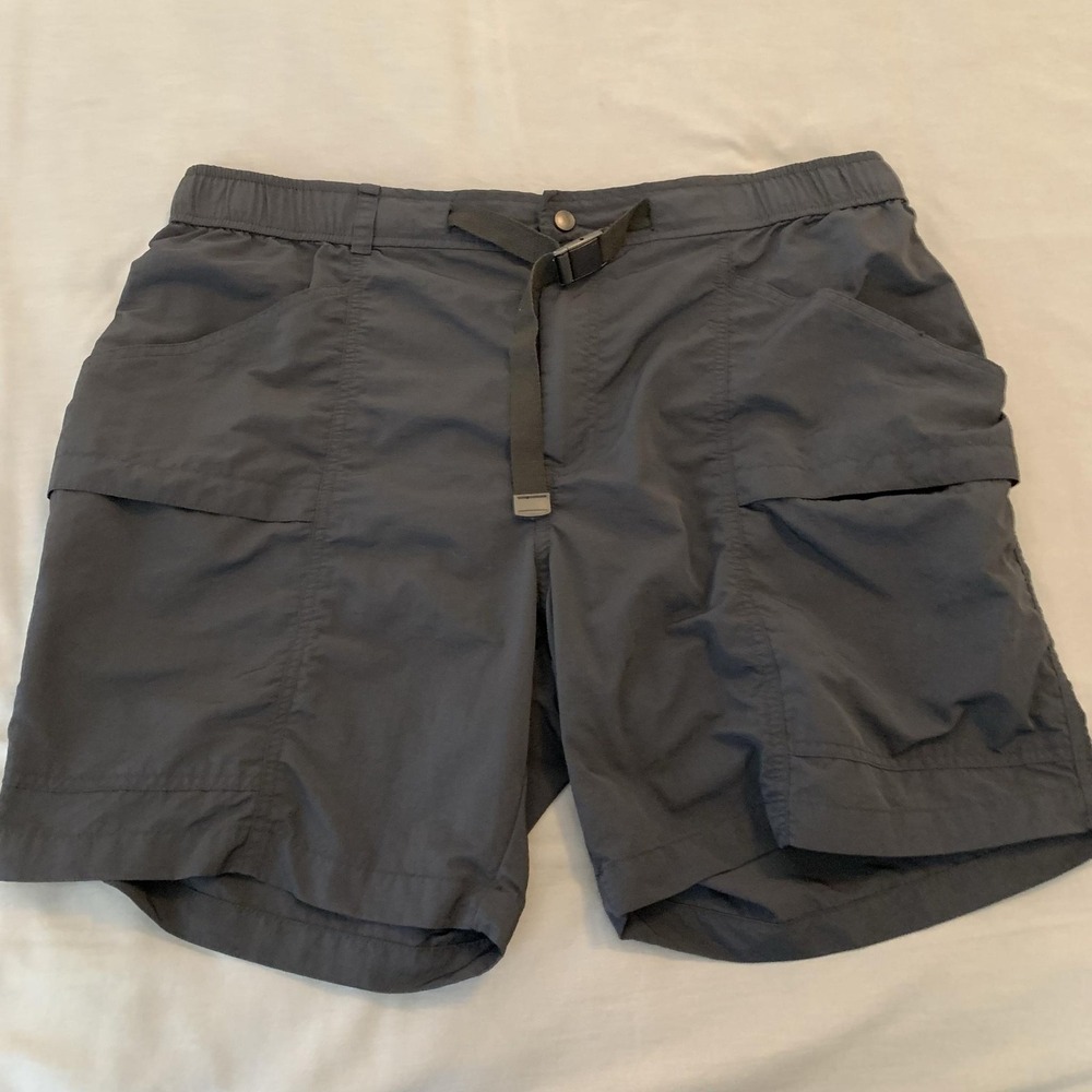 Eddie Bauer Cargo Shorts Mens XL Gray Nylon Belted  Outdoor Hiking Casual